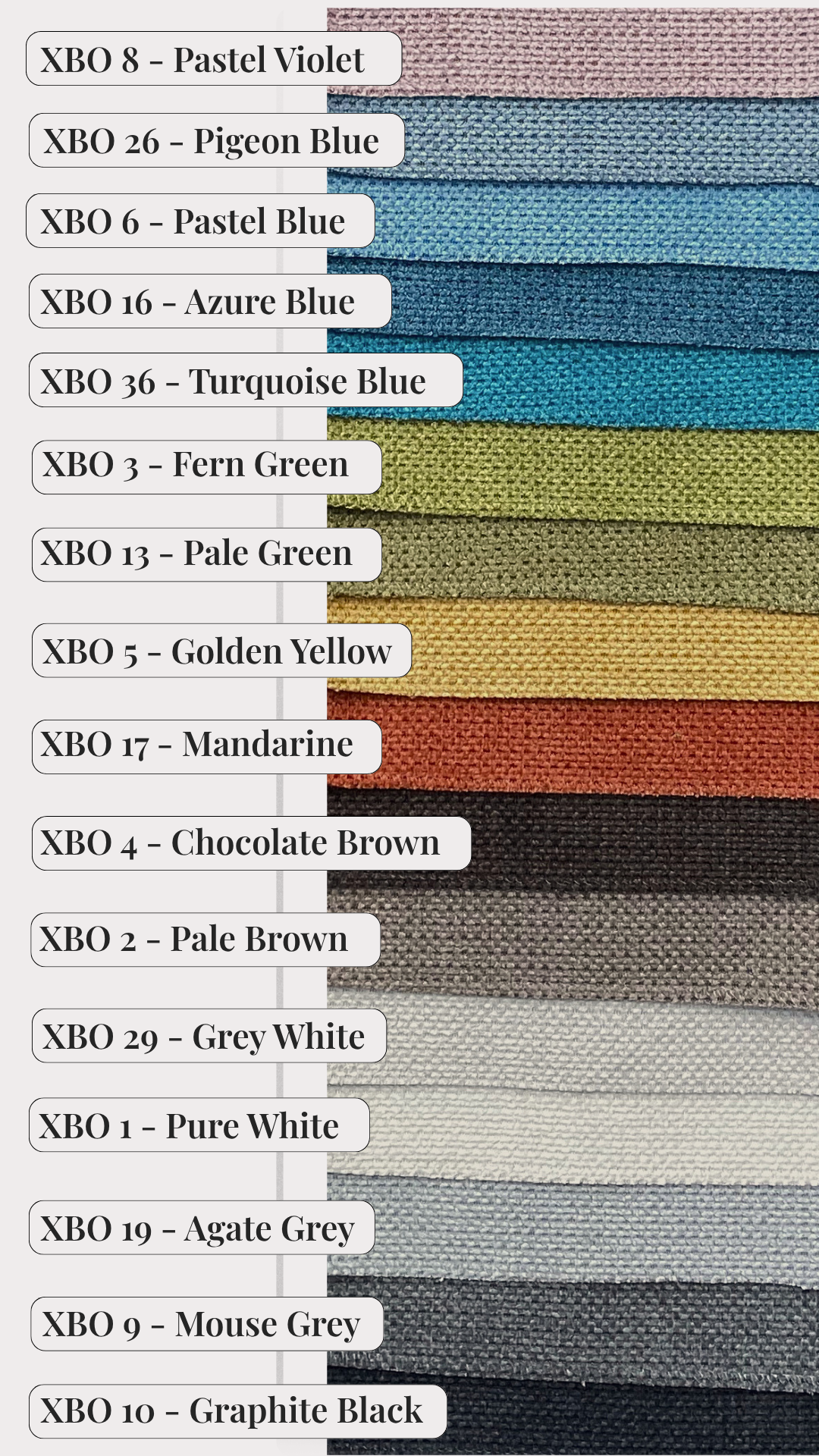 Color swatch chart with various pastel and neutral colors
