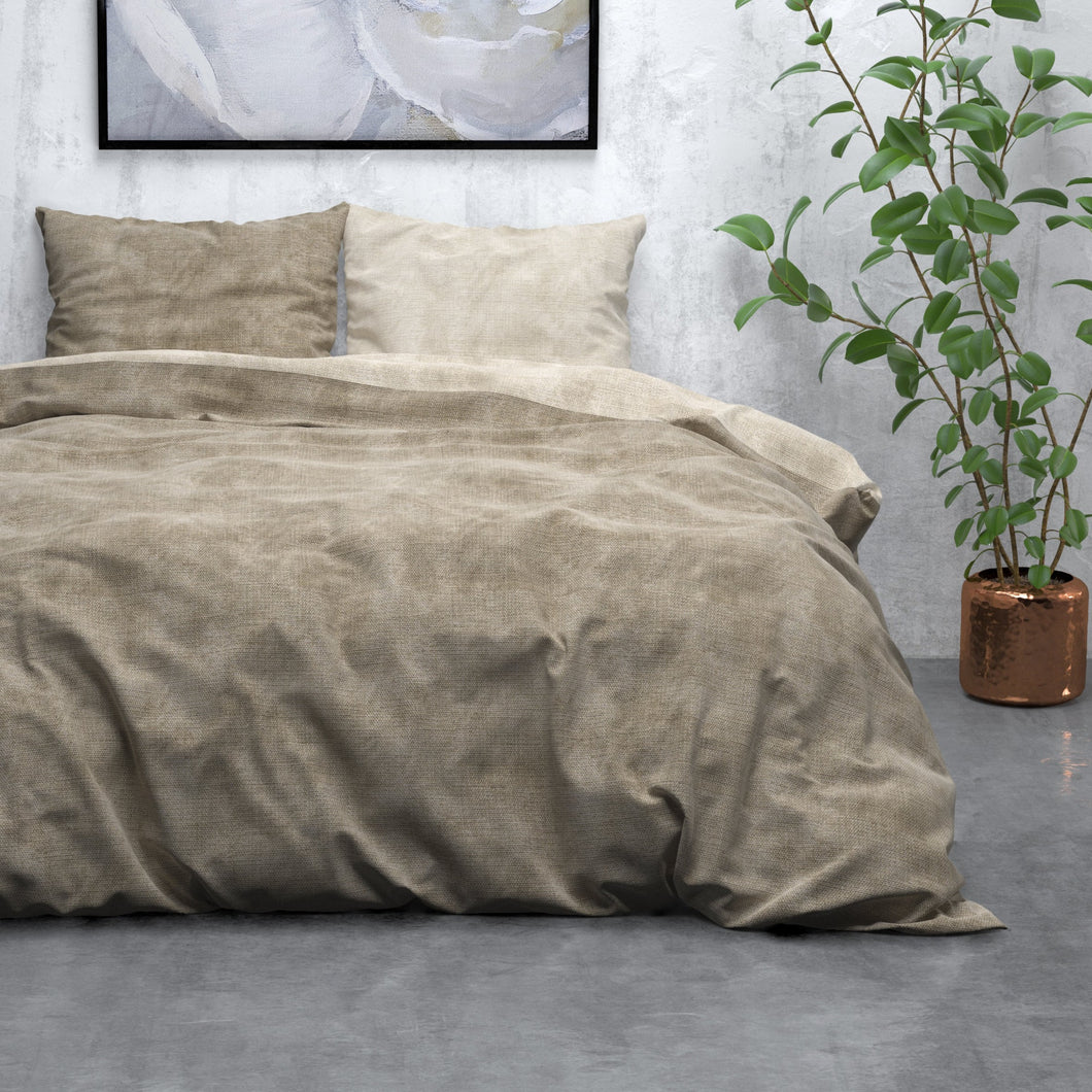 Flannel Washed Cotton Duvet Cover - Taupe