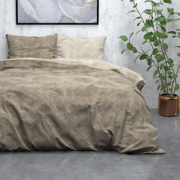 Flannel Washed Cotton Duvet Cover - Taupe - Sale