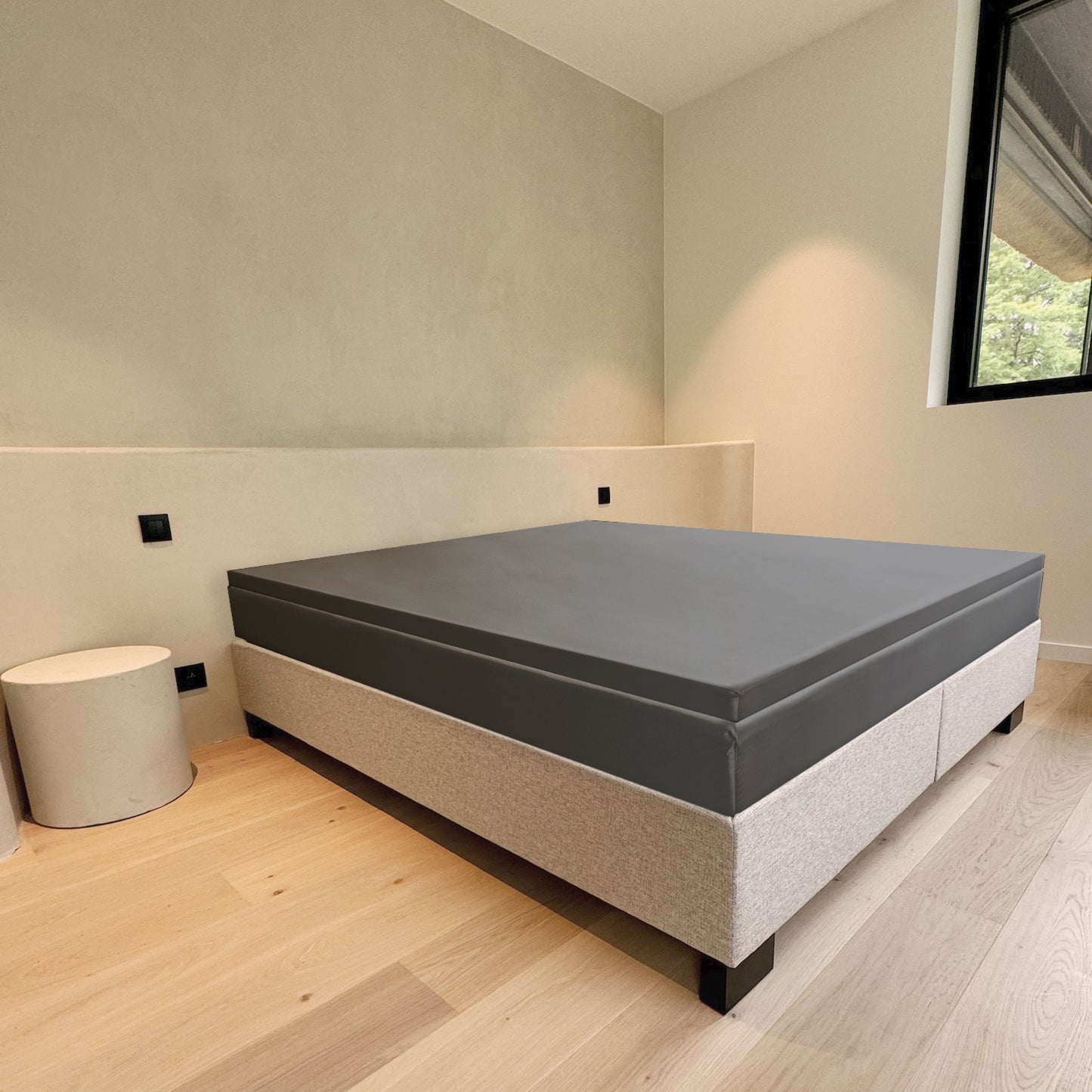 Drap-housse en satin de coton Surmatelas Anthracite Cera