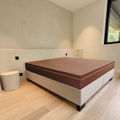 Drap-housse en satin de coton Surmatelas Marron Cera