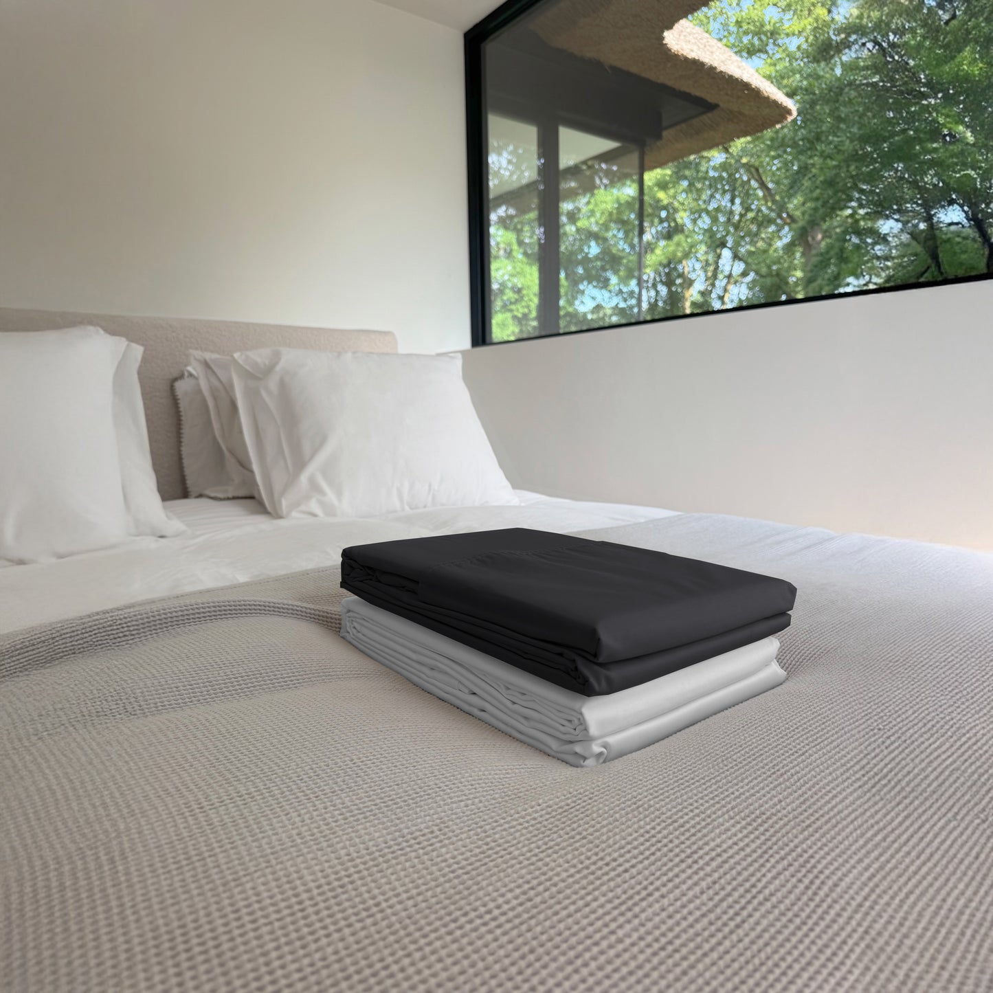 Housse de couette Deluxe en coton Egyptien - Noir - Cera