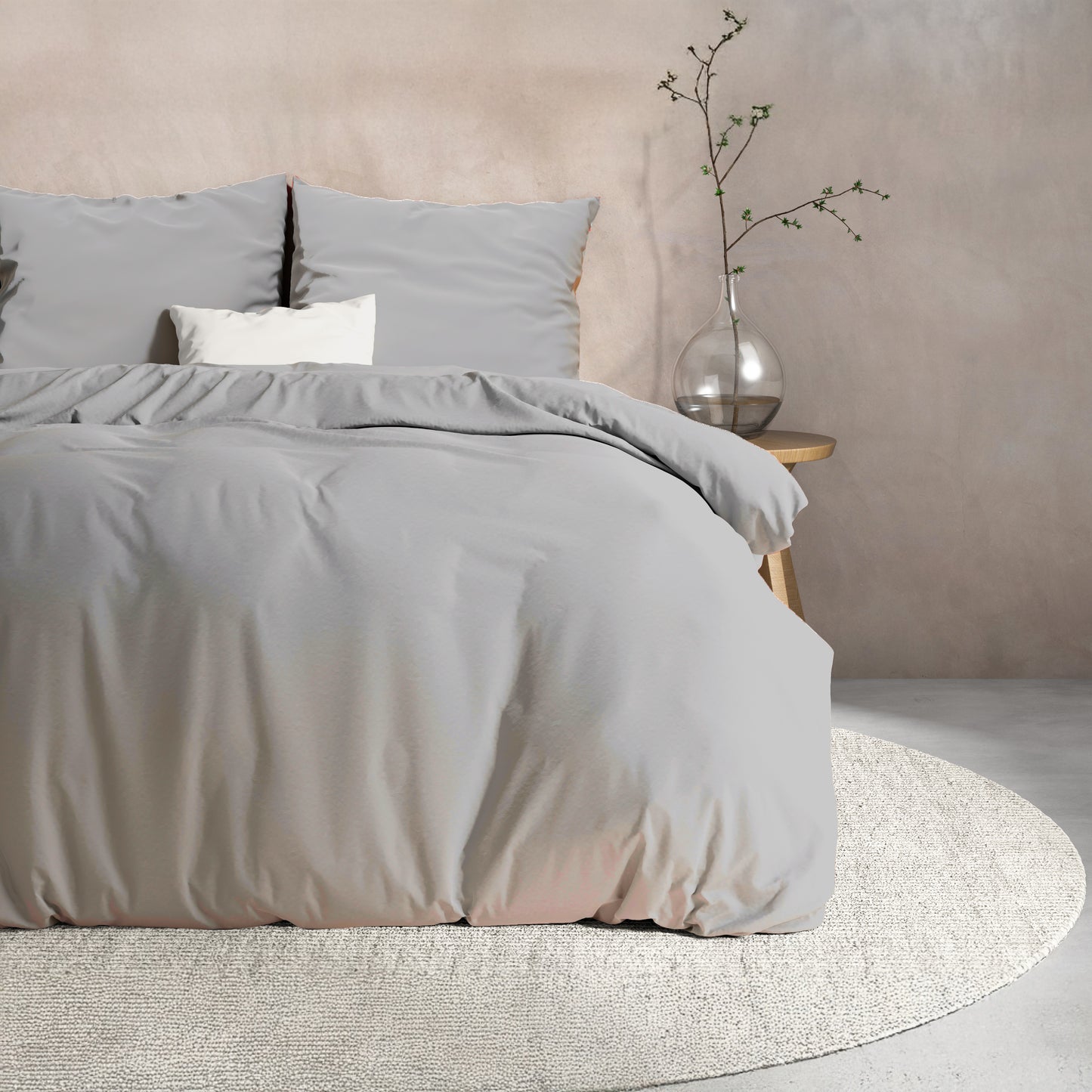Flanellen katoenen dekbedovertrek -Grijs