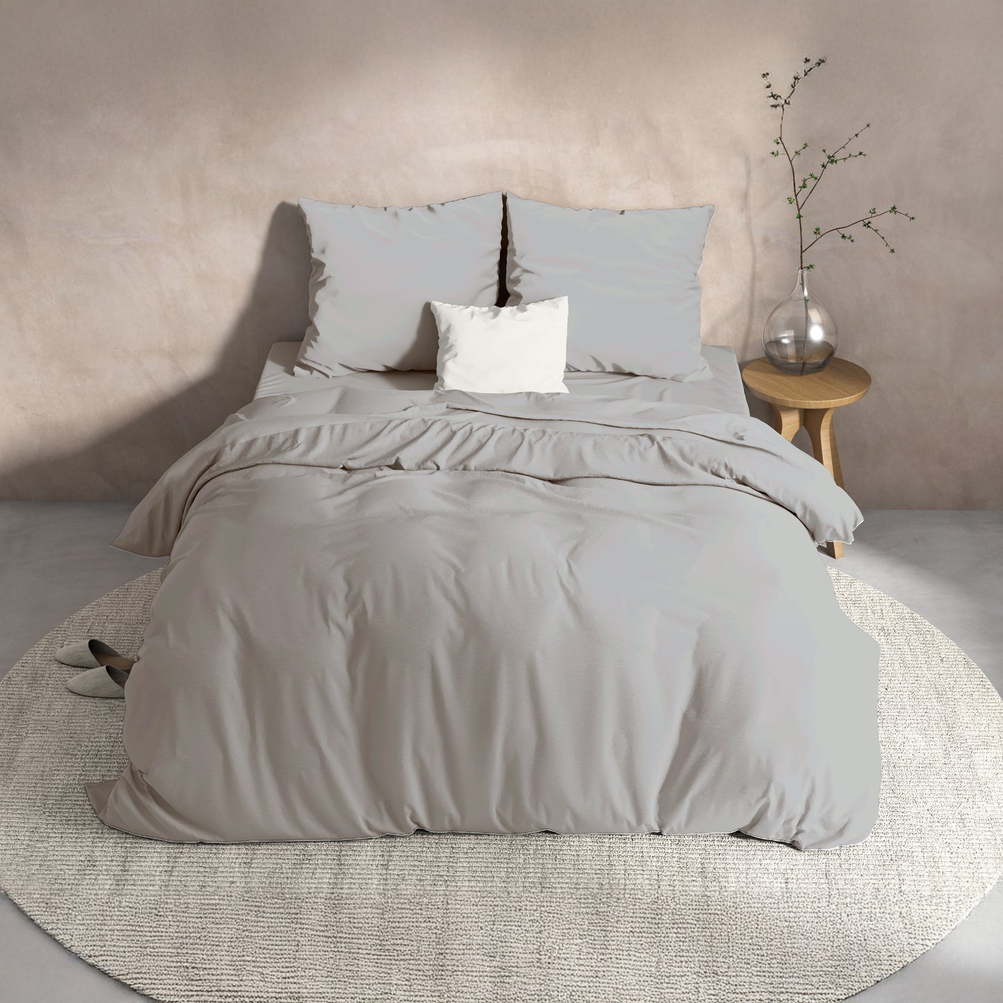 Flanellen katoenen dekbedovertrek -Grijs