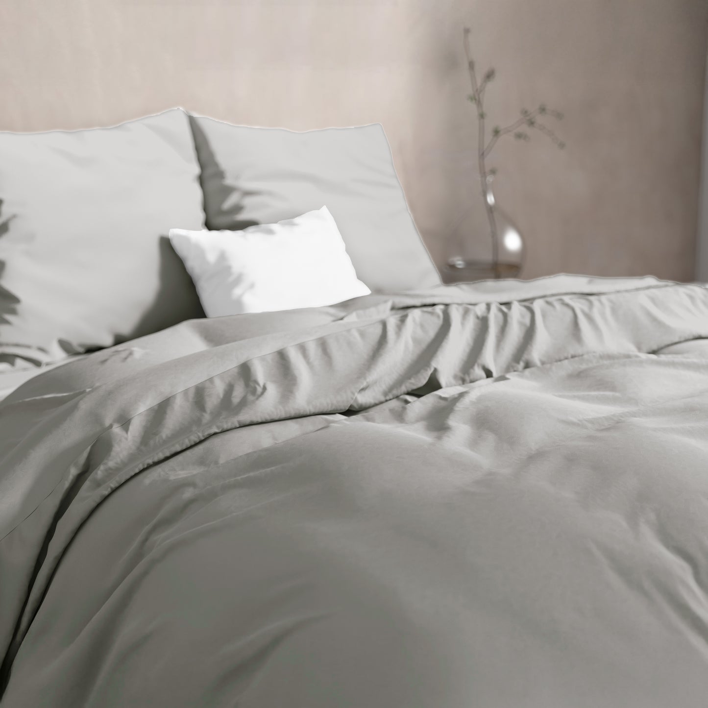 Flanellen katoenen dekbedovertrek -Grijs