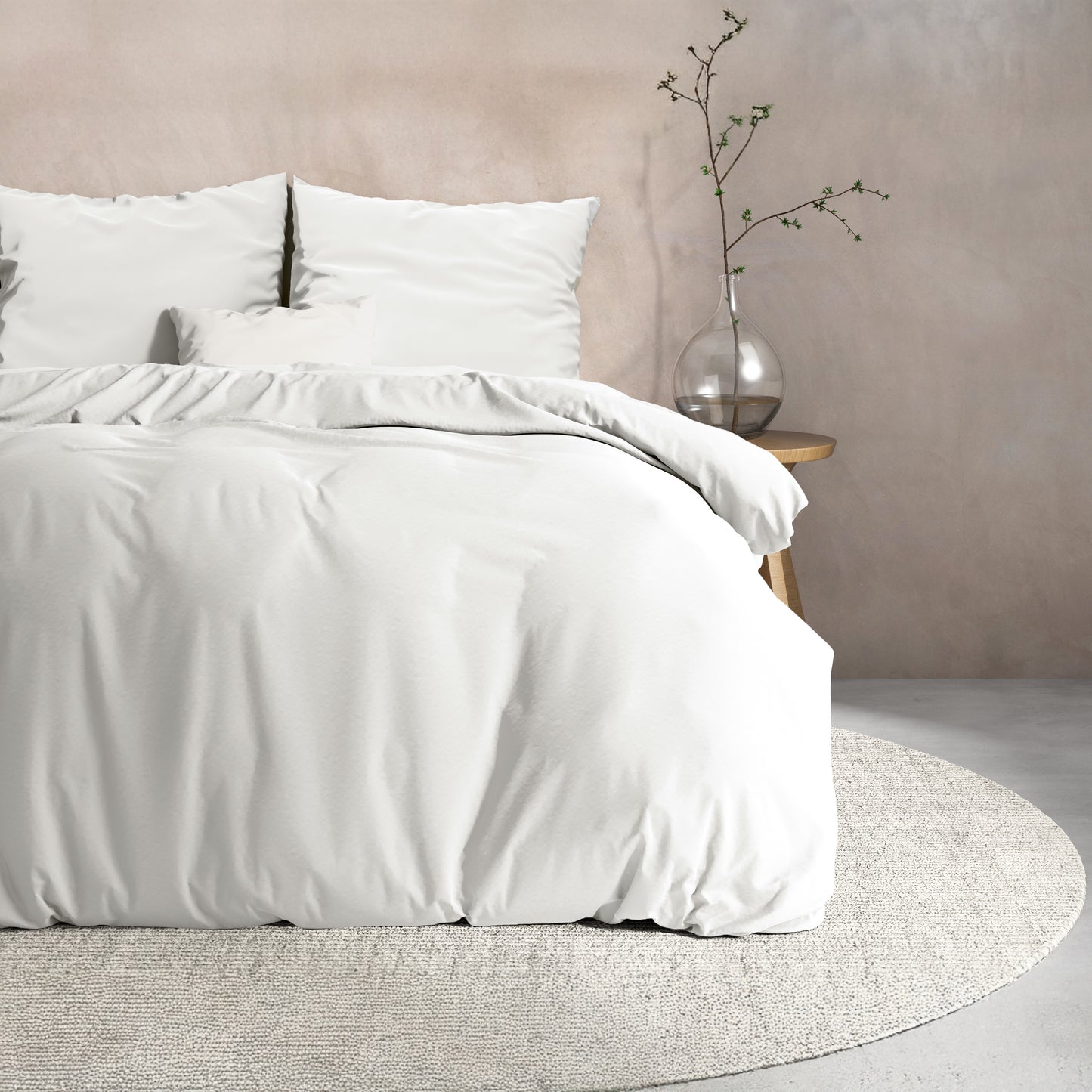Flanellen katoenen dekbedovertrek - Wit