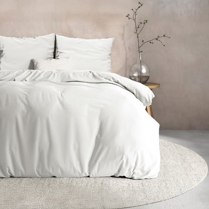 Flanellen katoenen dekbedovertrek - Wit