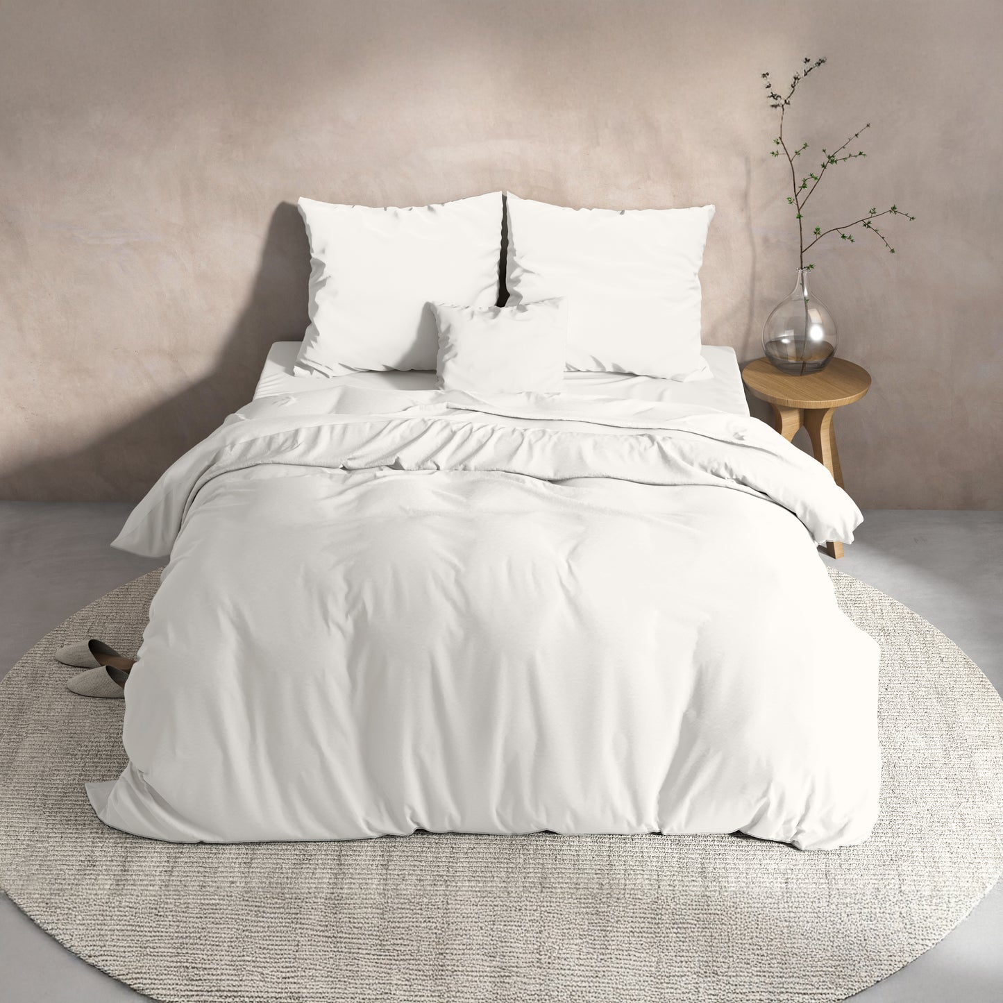 Flanellen katoenen dekbedovertrek - Wit