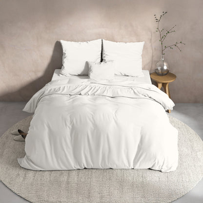 Flanellen katoenen dekbedovertrek - Wit