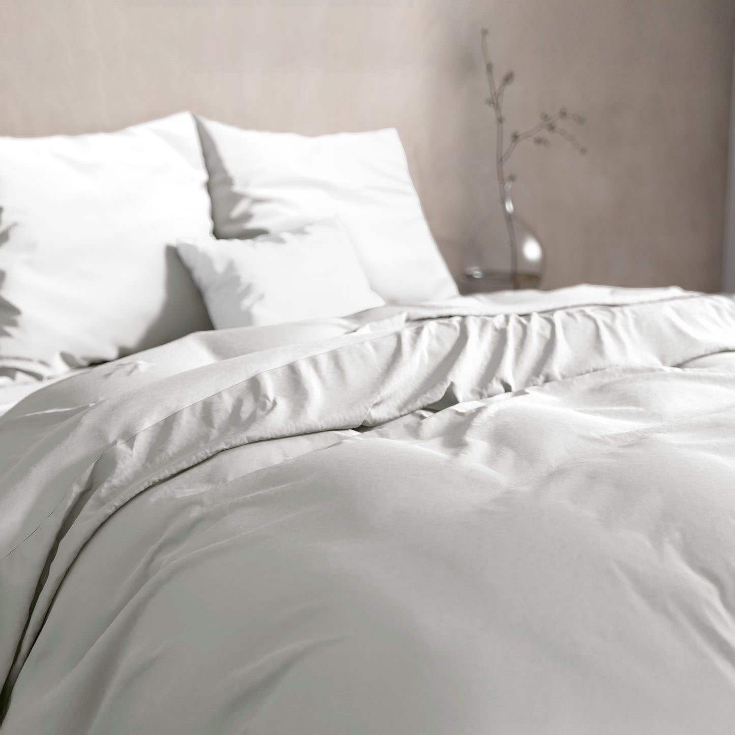 Flanellen katoenen dekbedovertrek - Wit