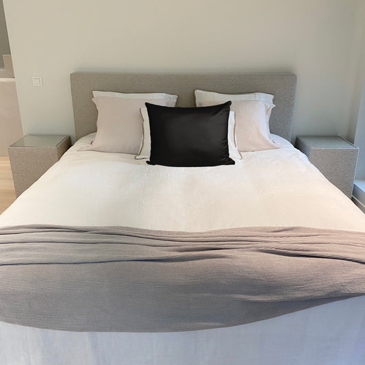 Katoensatijnen kussenslopen - 60x70 - set van 2 - Zwart - Cera