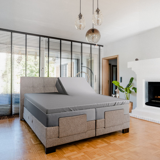 Dubbel jersey splittopper hoeslaken grijs