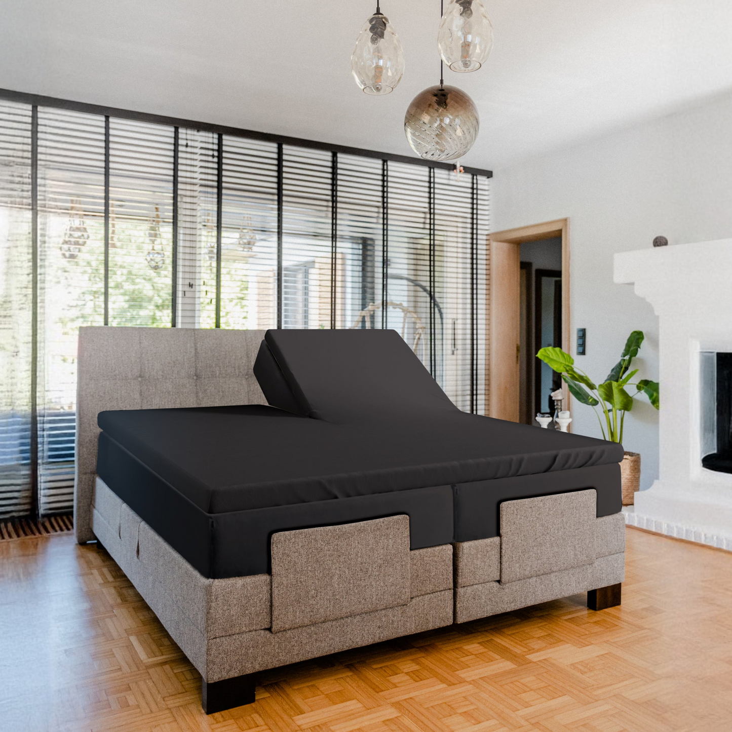 Drap-housse double jersey Splittopper - noir