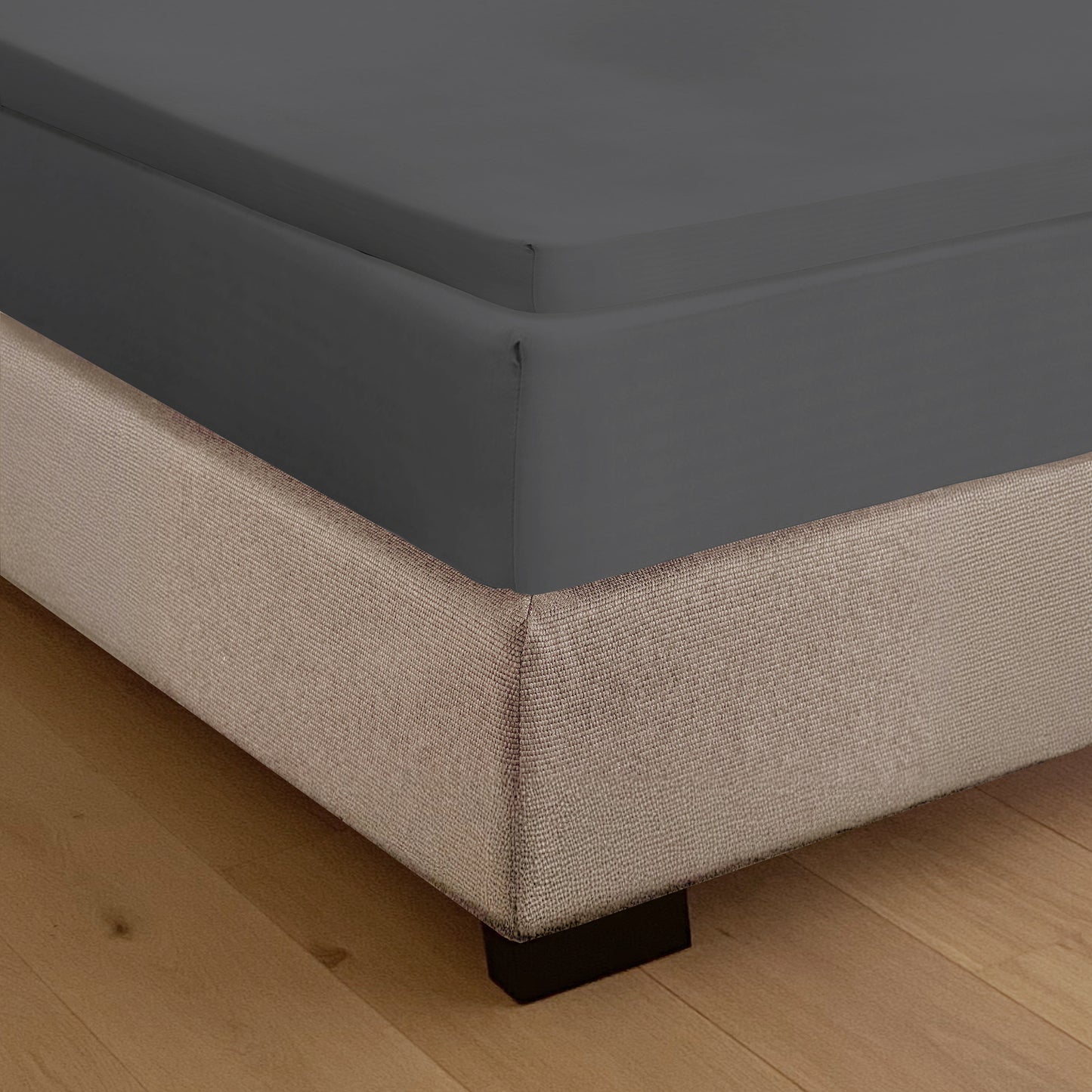 Drap housse en coton surmatelas Anthracite