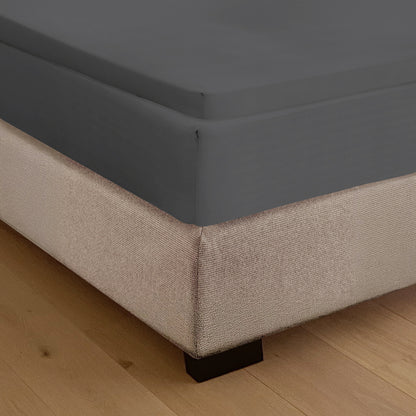 Drap housse en coton surmatelas Anthracite