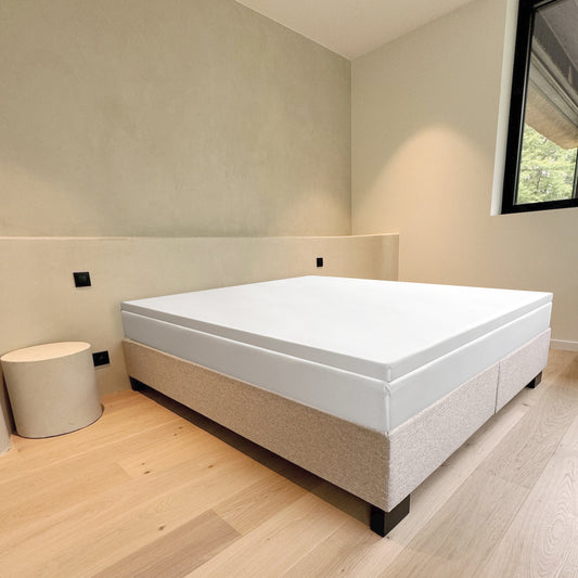 Hoeslaken van katoensatijn Topper - wit - Cera