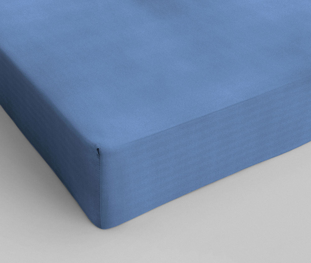 Cotton fitted sheet Blue