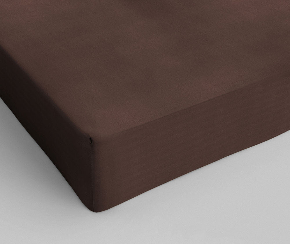 Cotton fitted sheet Brown